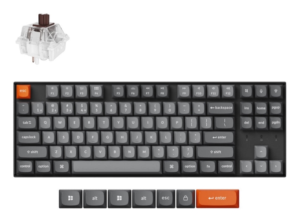 Keychron K8 Max Qmk, 80%, Verkabelt & Kabellos, Usb + Rf Wireless + Bluetooth, Mechanischer Switch, Rgb-Led, Schwarz, Grau