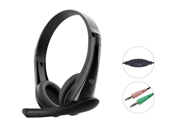 Conceptronic Polona06b3t, Ledningsført, Opkald/Musik, 20 - 20000 Hz, 100 G, Headset, Sort