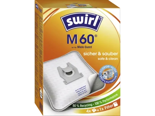 Støvsugerposer til Miele Guard S1, M1 og L1 (Swirl M60) - 4 stk. + motorfilter