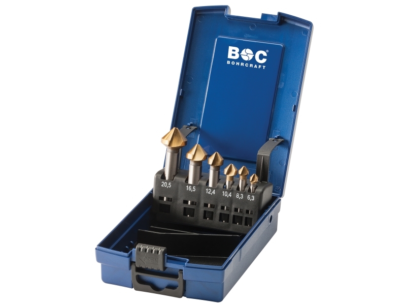 Bohrcraft Forsænkersæt Ks6-K Tin 6,3-20,5Mm Din 335C Hss-Tin 90° 6 Dele Abs-Box