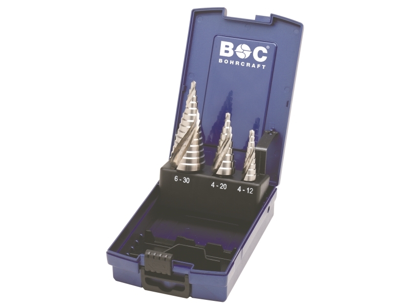 Bohrcraft Trinborsæt Spiral Stb3-Ks 4-12/4-20/4-30Mm Hss-G - 3 Dele - Abs-Box