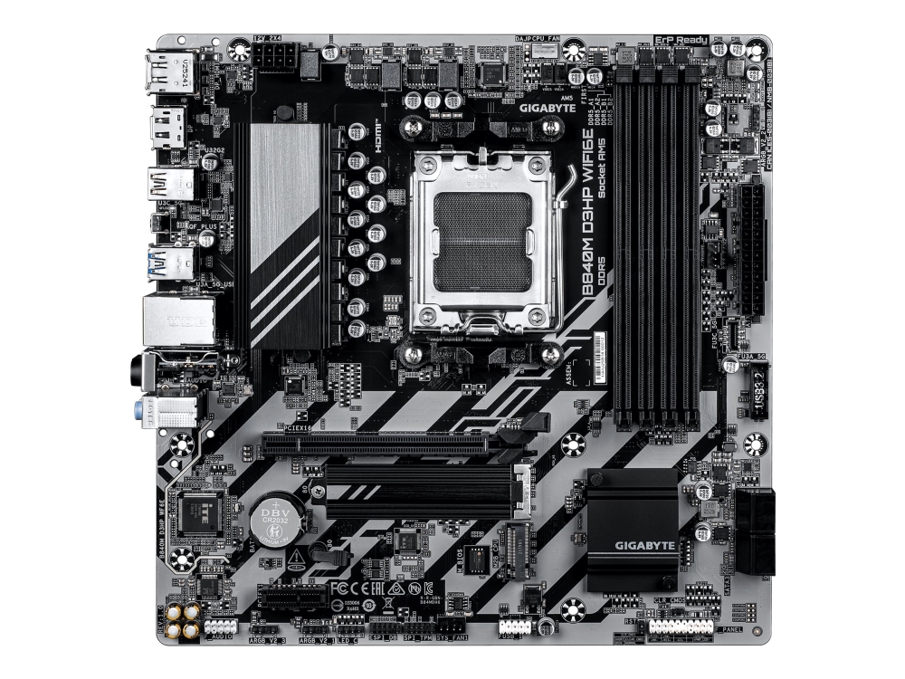 Gigabyte B840m D3hp Wifi6e - Bundkort - Micro Atx - Socket Am5 - Amd B840 Chipset - Usb-C 3.2 Gen 1, Usb 3.2 Gen 1, Usb 3.2 Gen 2 - Wi-Fi 6, Gigabit