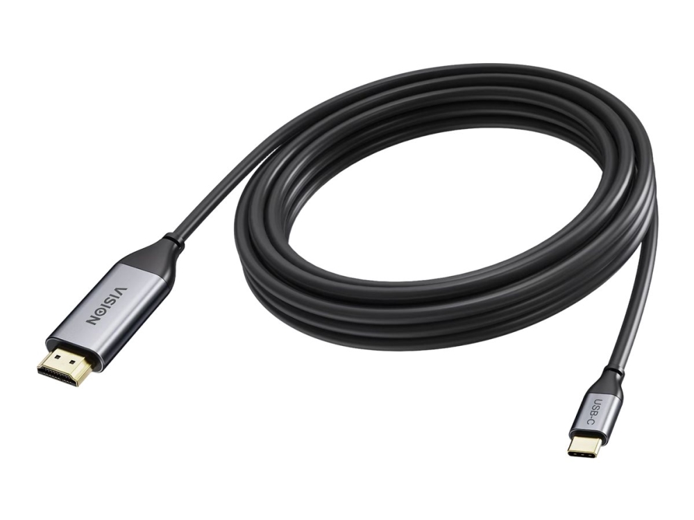 Vision - Adapterkabel - Usb-C Han Til Hdmi Han - 5 M - Koaksial - Sort - 4K60 Hz (3840 X 2160) Support