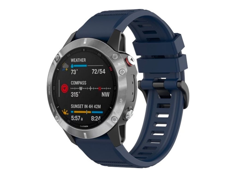 Fixed - Urrem For Smart Watch - 22 Mm, Silikone - Blå - For Garmin Fenix 6 Epix Gen 2, Pro Forerunner 745, 955 Instinct 2, Solar Quatix 7