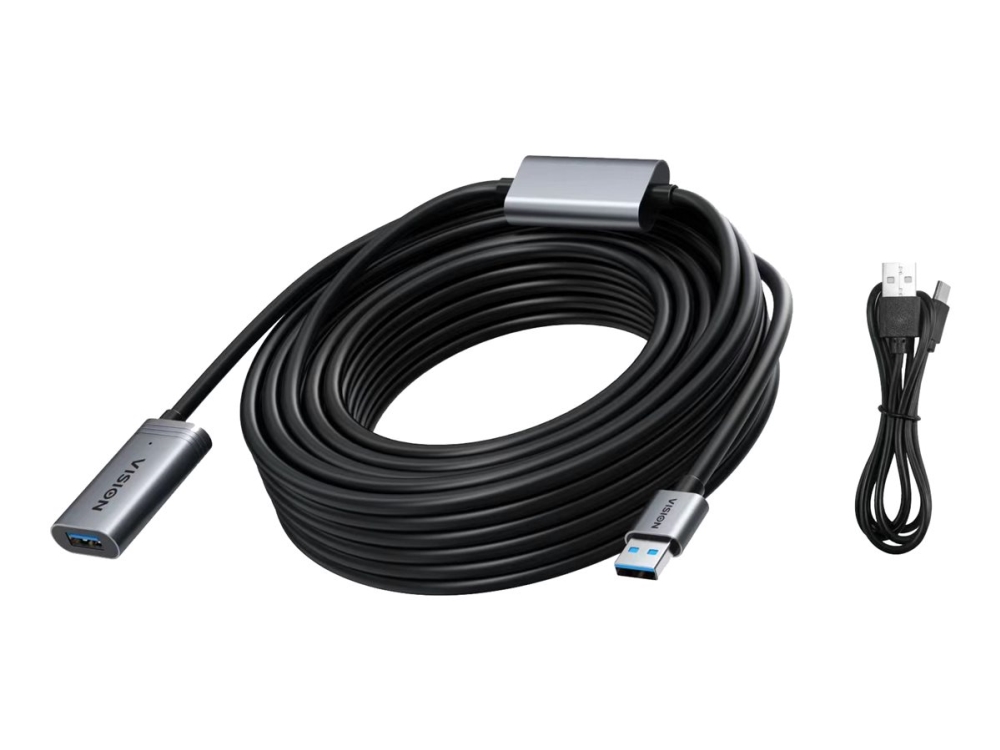 Vision - Usb Forlængerkabel - Usb Type A (Hun) Til Usb Type A (Han) - Usb 3.0 - 10 M - Aktiv - Sort