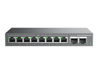 Grandstream GWN7721 Series GWN7721 - Switch - L2+ - Administreret - 8 x 2.5GBase-T + 2 x 1/2.5/10 Gigabit SFP+ - desktop, væg-monterbar