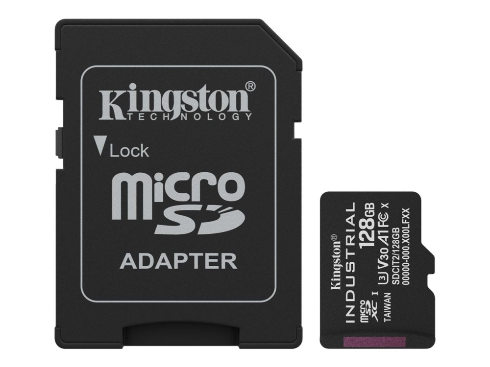 Kingston Technology 128Gb Microsdxc Industrial C10 A1 Pslc Karte + Sd-Adapter, 128 Gb, Microsdxc, Klasse 10, Uhs-I, 100 Mb/S, 80 Mb/S