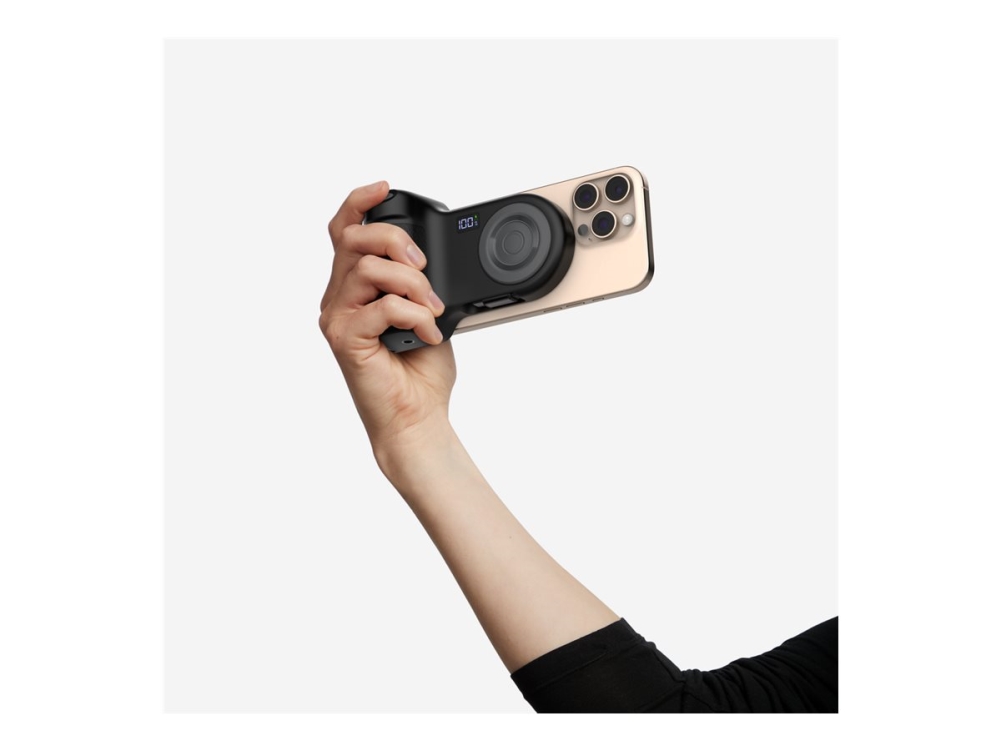Belkin Stage PowerGrip - Stand / hand grip for mobiltelefon - magnetic charging, with power bank - brunsort