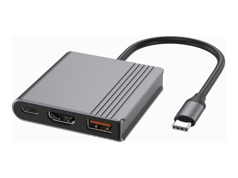 Gembird Gembird Usb Typ C Multi-Port Adapter 3In1 Usb-Anschluss + Hdmi + Usb-C Video Farbe Grau