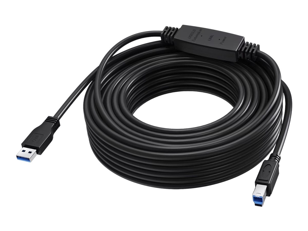 Vision - Usb-Kabel - Usb Type A (Han) Til Usb Type B (Han) - Usb 3.0 - 15 M - Aktiv Booster Inline - Sort