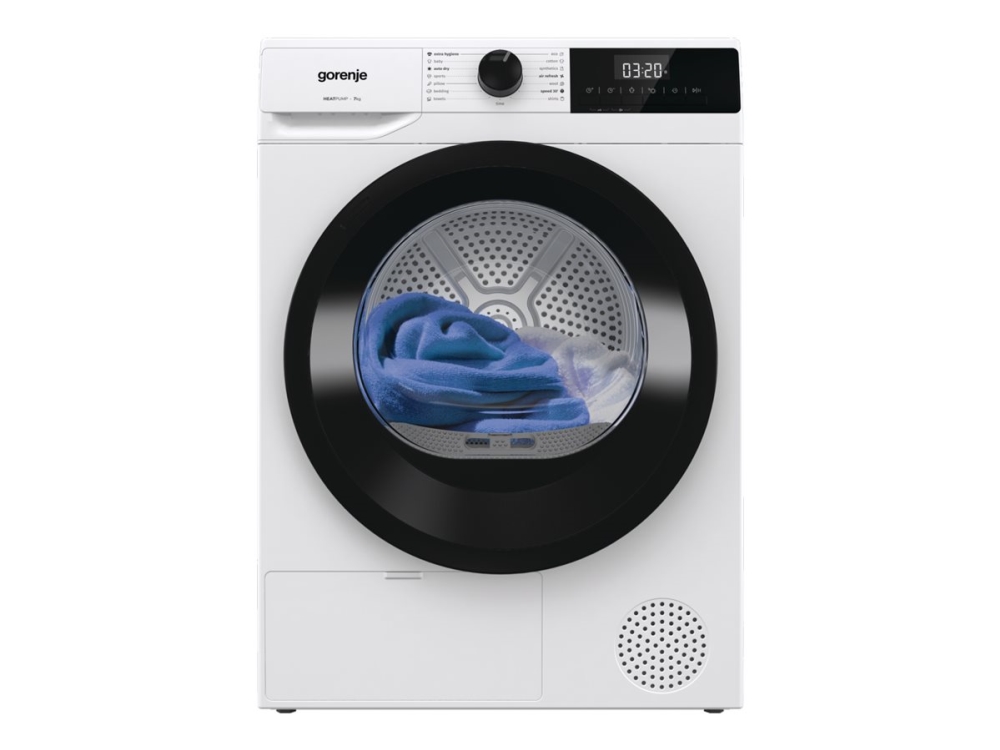 Gorenje G200 D2HNE7E – kuivausrumpu – leveys: 59,5 cm – syvyys: 54 cm – korkeus: 84,5 cm – etupaneelin ohjaus – valkoinen