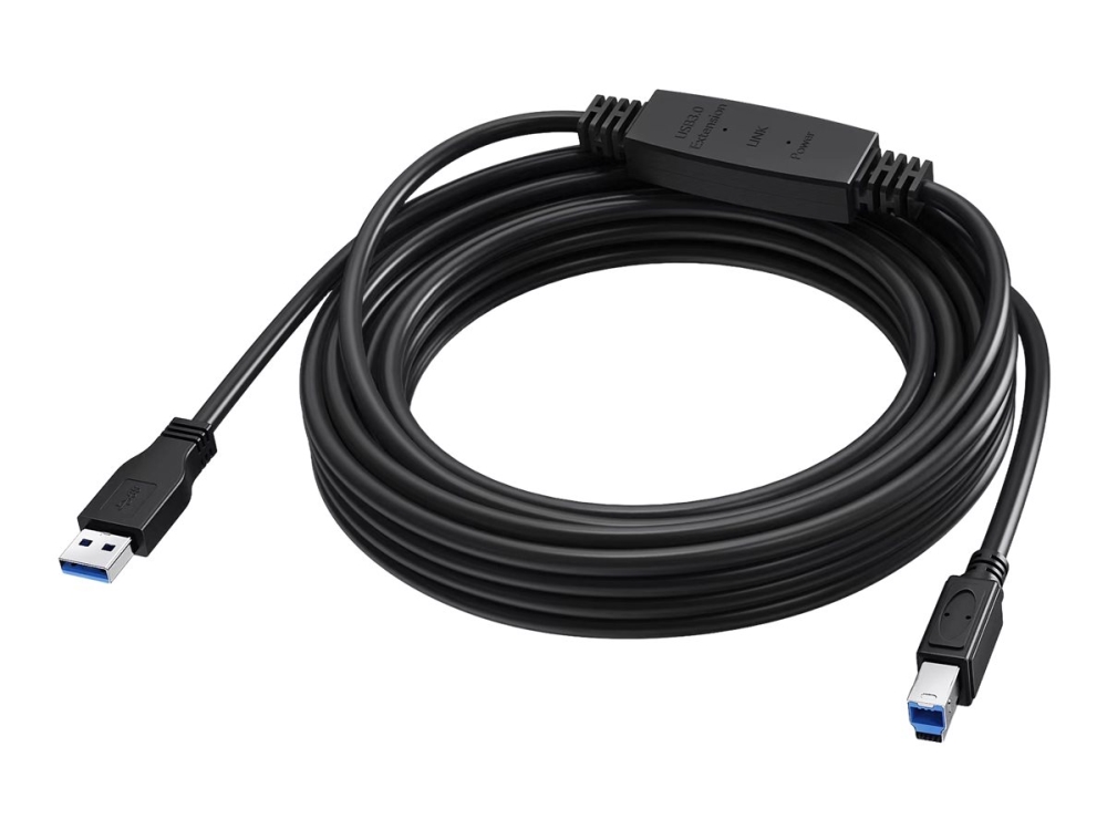 Vision - Usb-Kabel - Usb Type A (Han) Til Usb Type B (Han) - Usb 3.0 - 5 M - Aktiv Booster Inline - Sort