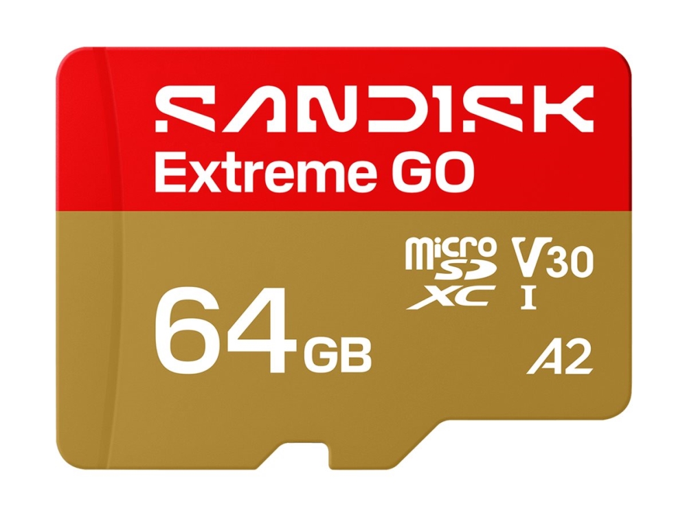 SanDisk Extreme Go - Flashhukommelseskort - 64 GB - A2 / Video Class V30 / UHS-I U1 - microSDHC UHS-I