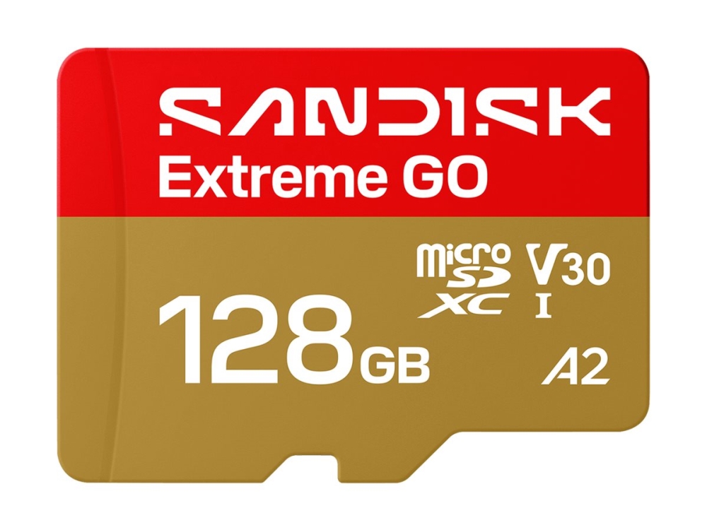 SanDisk Extreme Go - Flashhukommelseskort - 128 GB - A2 / Video Class V30 / UHS-I U3 - microSDHC UHS-I