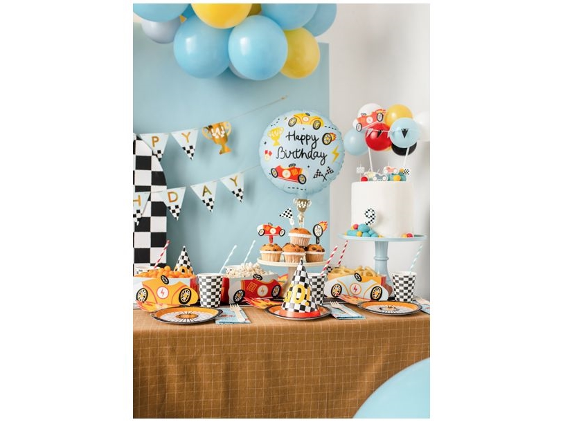Happy Birthday racingbilar folieballong, 35 cm | N - A | GameStuff