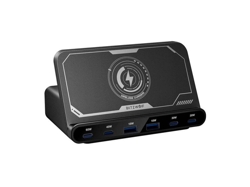 BlitzWolf BW-S27 160W 2xUSB-A 4xUSB-C 15W wireless charger (black)