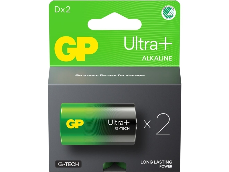 GP Ultra Plus Alkaline D-batteri 13AUP/LR20 2-pak