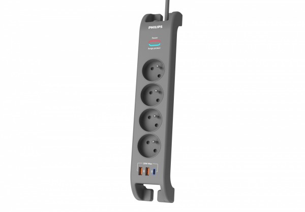 Støjdæmpet Strømforsyningsliste 2 M, 4 Stik, 1Xusb-C, 2Xusb-A, Pd 20W / Qc 18W, 2400 J