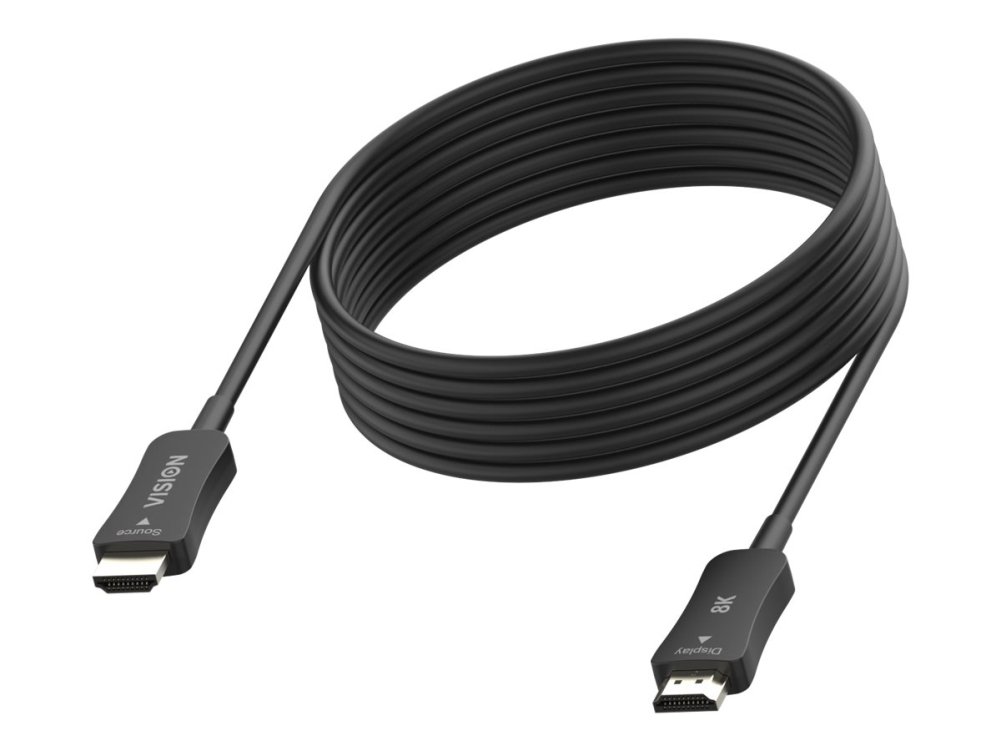 Vision - Hdmi-Kabel - Hdmi Han Til Hdmi Han - 30 M - Fiberoptik - Sort - Support Dynamic Hdr10, 8K60 Hz (7680 X 3220) Support, 4K120 Hz Support, Hdcp