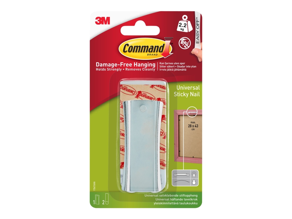 Command 17047 - Selvklæbende krog - stor - sølv