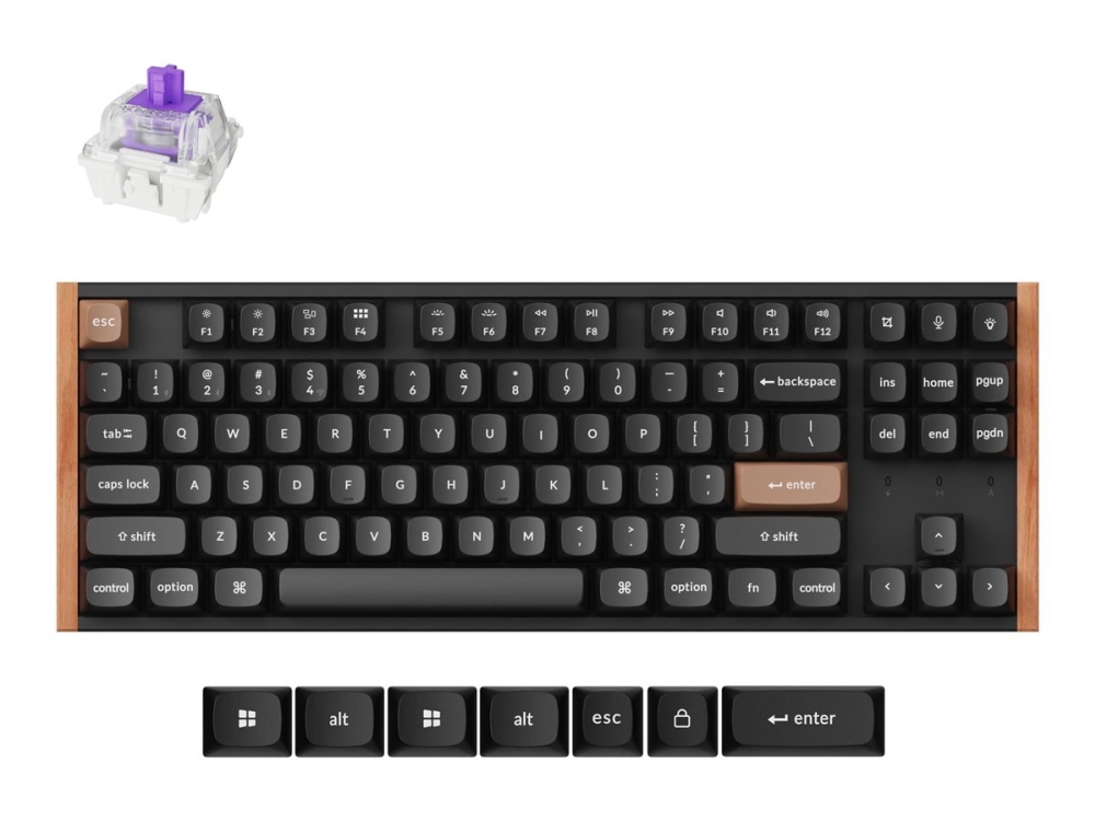 Keychron K8 He, 80%, Verkabelt & Kabellos, Usb + Rf Wireless + Bluetooth, Magnetischer Tastenschalter, Rgb-Led, Schwarz, Braun