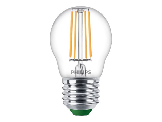 Philips Ultra-Efficient - LED-filament-lyspære - form: P45 - klar finish - E27 - 1.2 W (tilsvarende 25 W) - klasse A - varmt hvidt lys - 2700 K