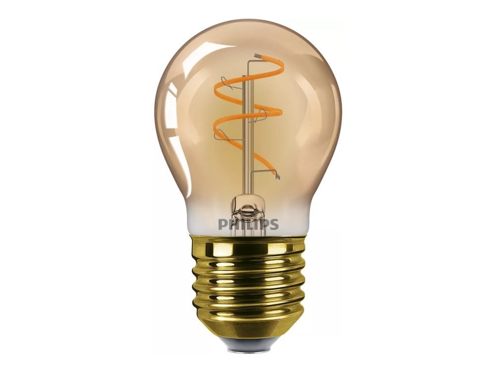 Philips - LED-filament-lyspære - form: P45 - E27 - 2.7 W (tilsvarende 15 W) - flammelys - 1800 K - ravgul