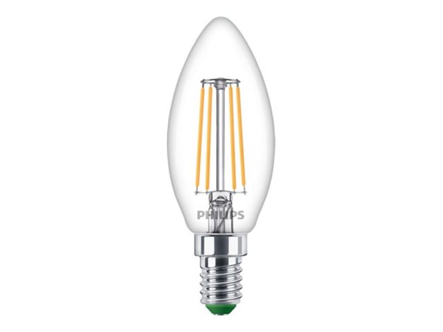 Philips Ultra-Efficient - Led-Filament-Lyspære - Form: Stearinlys - Klar Finish - E14 - 3.8 W (Tilsvarende 60 W) - Klasse A - Varmt Hvidt Lys - 2700
