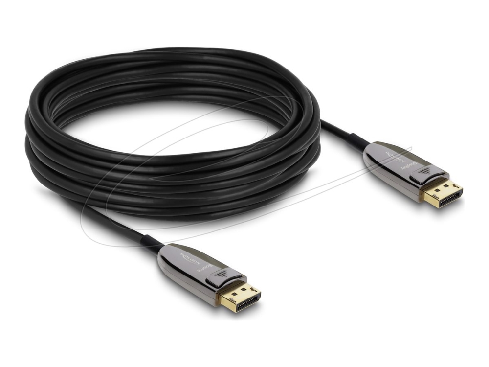 Delock Active Optical - Displayport Kabel - Displayport (Han) Til Displayport (Han) - Displayport 2.0 - 10 M - 8K60 Hz (7680 X 4320) Support - Sort