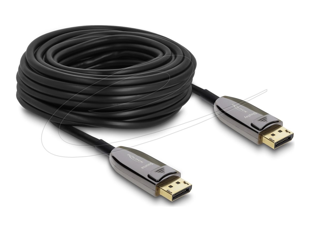 Delock Active Optical - Displayport Kabel - Displayport (Han) Til Displayport (Han) - Displayport 2.1 - 20 M - 8K60 Hz (7680 X 4320) Support, Op Til