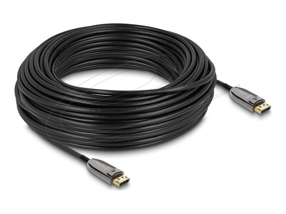 Delock Active Optical - Displayport Kabel - Displayport (Han) Til Displayport (Han) - Displayport 2.1 - 30 M - 8K60 Hz (7680 X 4320) Support, Op Til