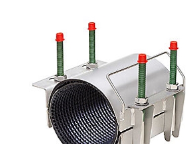 Bandagemuffe 365-385x400mm - AISI316-NBR. 2-sidet bespænding, m/håndtag. AVK