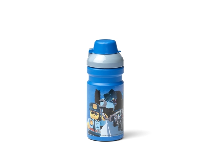 Lego Drikkeflaske City 390 Ml Blå Silikontud Med Halvgennemsigtig Hætte Lavet Af