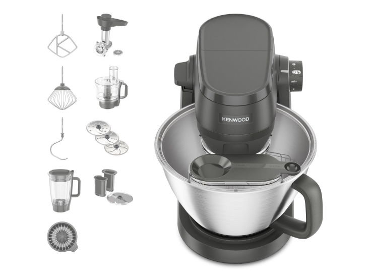 Kenwood KHC30.070GY, 4,3 L, Rustfrit stål, Grå, Drejning, 1,5 L, Blanding, Æltning, Slibning, Hakning, 2,1 L