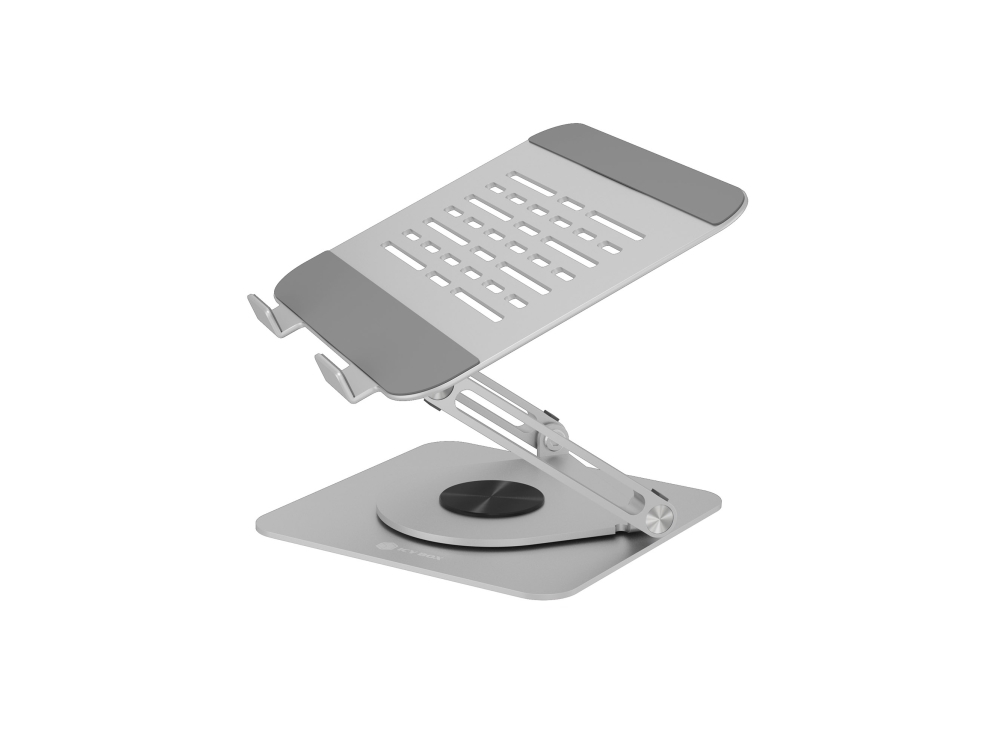 Icy Box Ib-Nh300-R, Notebookhalter, Rotierend, Höhenverstellbar, Aluminium, Für Notebooks Bis 17" (43 Cm), Laptop-Ständer, Silber, Aluminium, 43,2 Cm