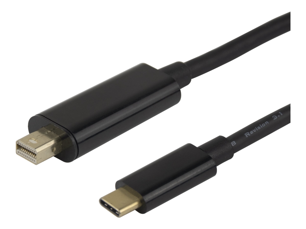 Deltaco - Displayport Kabel - Usb-C (Han) Til Mini Displayport (Han) - 2 M - 4K Uhd Support - Sort