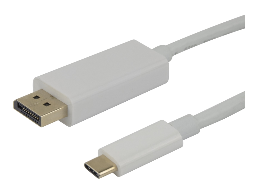 Deltaco - Displayport Kabel - Usb-C (Han) Til Displayport (Han) - 1 M - 4K Uhd Support - Hvid