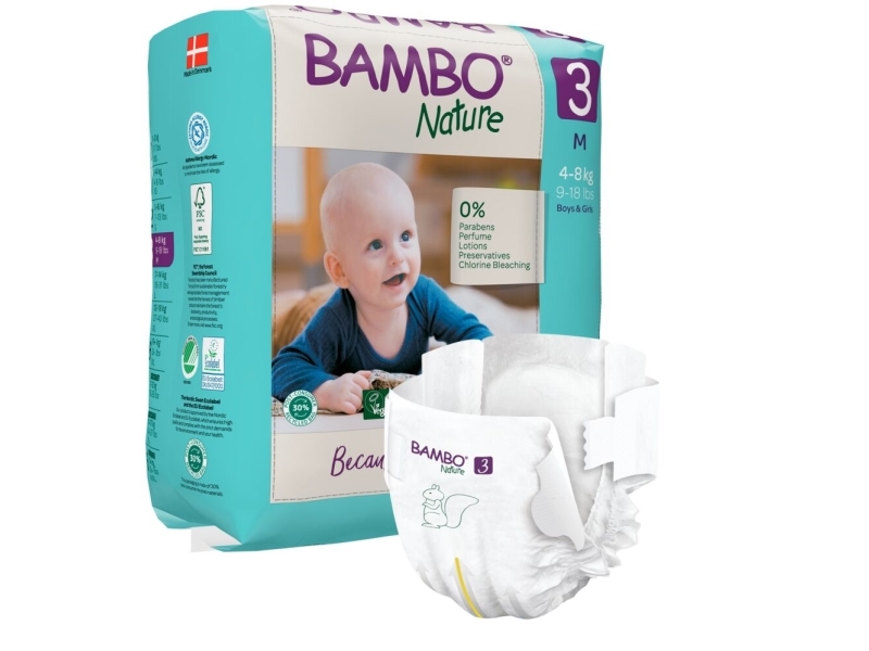 Børneble, tapeble, miljømærket, Bambo Nature, 3 - (6 stk.)