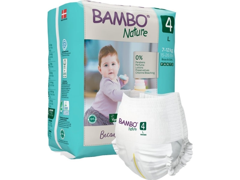 Børneble, bukseble, miljømærket, Bambo Nature Pants, 4, 7-12 kg - (5 pakker x 20 stk.)
