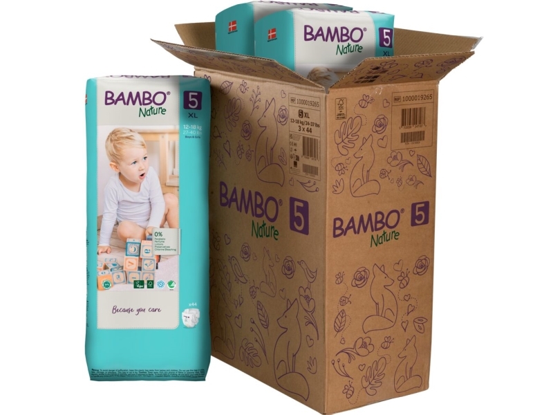 Børneble, tapeble, miljømærket, Bambo Nature, 5, tall pack - (3 stk.) billede