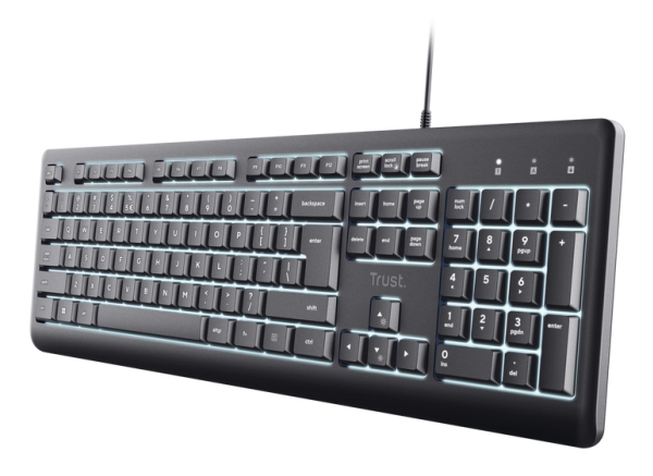 Trust Primo Beleuchtete, Vollformat (100%), Kabelgebunden, Usb, Qwerty, Schwarz