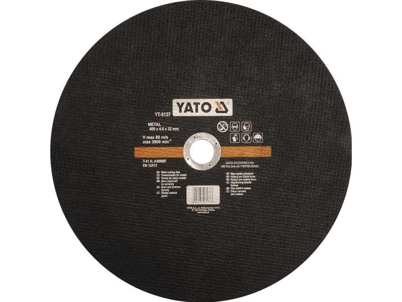 Yato YT-6137, Skæreskive, Fladcenter, Metal, Alle mærker, 40 cm, Sort