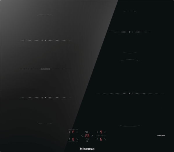 Hisense Induktionsplade HI6421BSC, Sort, Indbygget, 59.5 cm, Zone induktionskogeplade, Keramisk, 4 zone(s)