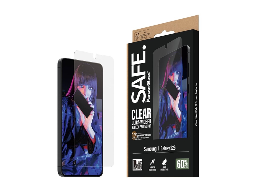 PanzerGlass SAFE. by ® Screen Protector Samsung New Galaxy S 2026 | Ultra-Wide Fit w. EasyAligner Samsung - New Galaxy S2026 Samsung Galaxy S26