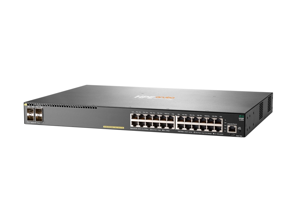 HPE Aruba 2930F 24G PoE+ 4SFP+ - Switch - L3 - Administreret - 24 x 10/100/1000 (PoE+) + 4 x 1 Gigabit / 10 Gigabit SFP+ (uplink) - monterbar på stativ - PoE+ (370 W)