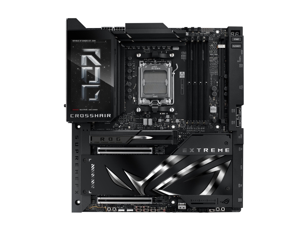 ASUS ROG CROSSHAIR X870E EXTREME - Bundkort - ATX - Socket AM5 - AMD X870E Chipset - USB4, USB-C 3.2 Gen2, USB 3.2 Gen 2, USB-C 3.2 Gen 2x2, USB 3.2 Gen 1 - Wi-Fi 7, Bluetooth, 5 Gigabit Ethernet, 10 Gigabit LAN - onboard grafik (CPU påkrævet) - HD Audio (8-kanaler)
