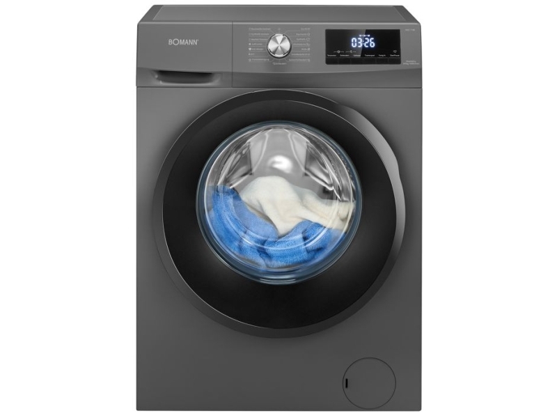 Bomann WAT 7186, Edestä täytettävä, Vapaasti seisova, musta, Titaani, Vasen, musta, musta