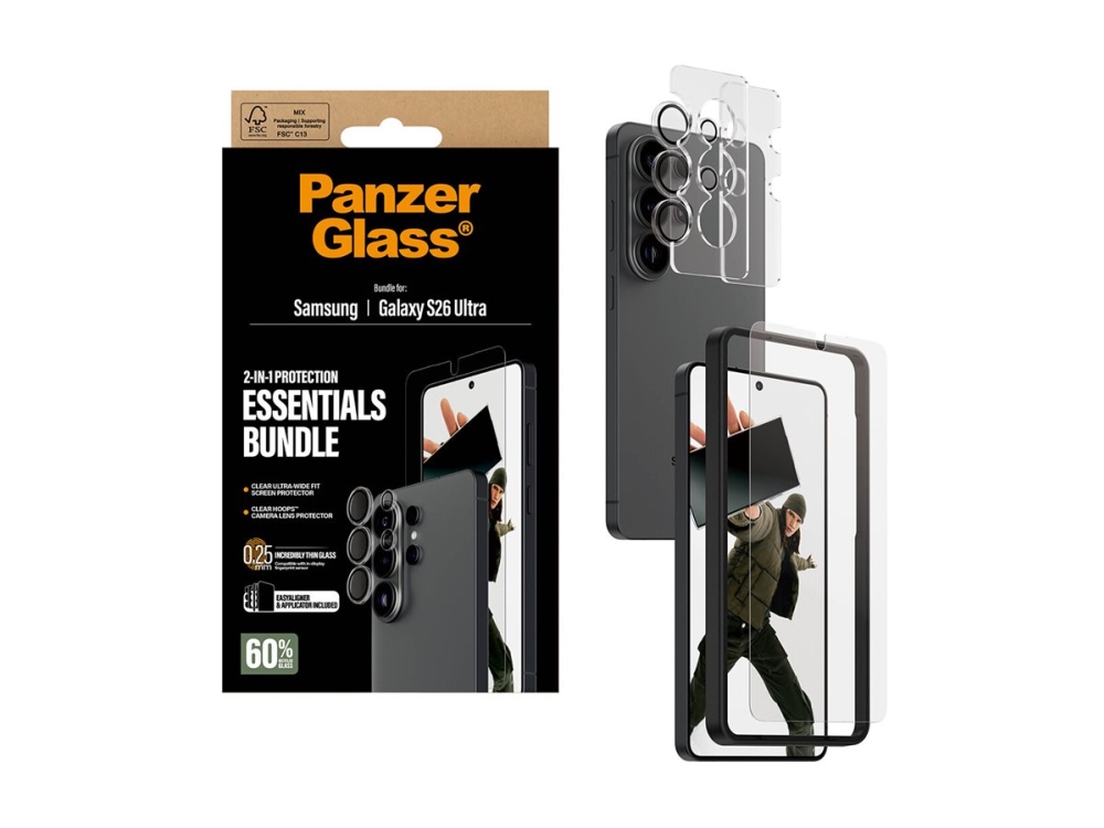Panzerglass 2-In-1 Hoops Set Samsung Galaxy S26 Ultra | Ultra-Wide Fit, Samsung, Samsung - Galaxy S26 Ultra, Trockene Anwendung, Kratzresistent, S