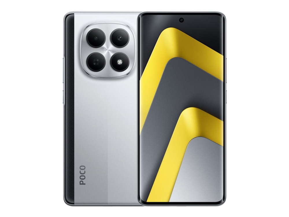 Xiaomi POCO M8 – 5G smartphone – dual-SIM – RAM 8 GB / Intern hukommelse 256 GB – microSD slot – OLED-skærm – 6.77 – 2392 x 1080 pixels (120 Hz) – 2x bagkameraer 50 MP, 2 MP – front camera 20 MP – sølv