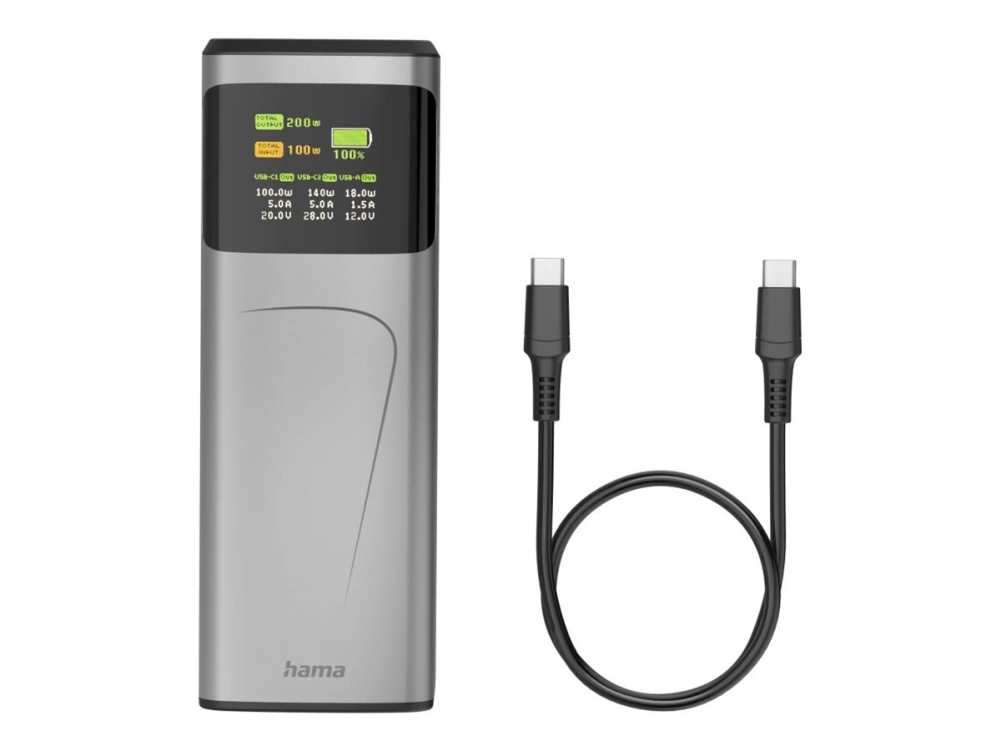 Hama High Power, 24000 Mah, Lithium-Ion (Li-Ion), Power Delivery 3.0, Quick Charge 3.0, 200 W, Grau